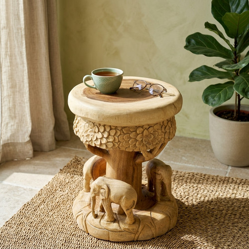 Holz beistelltisch elefant - beistelltisch,