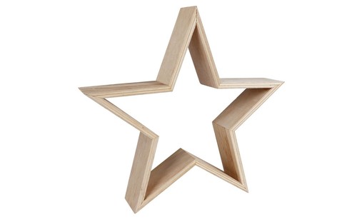 Deko holzstern 22cm natur - holzstern,